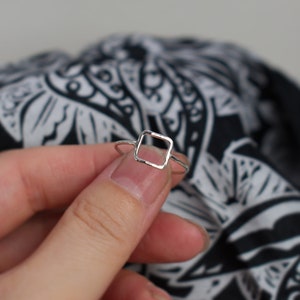 Gold Square Ring - Open Simple Ring -geometric Rings - Open Square Ring ...
