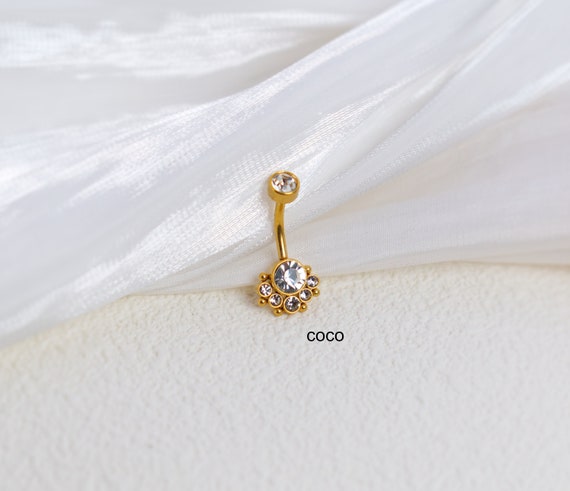 14G Belly button Ring- belly ring crystal- CZ Belly dance jewelry- 14 Gauge Belly Ring-Body Jewelry -surgical steel belly ring