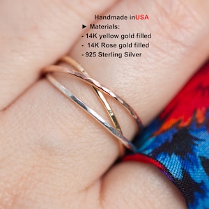 Interlocking Ring Spinner Ring - Meditation Ring for women -Fidget Ring Gold Ring Spinner - Silver stackable Ring- Mixed Metal Spinner Ring