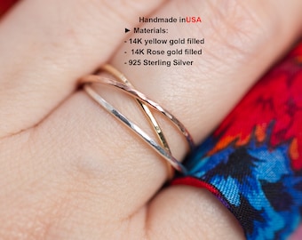 Interlocking Ring Spinner Ring - Meditation Ring for women -Fidget Ring Gold Ring Spinner - Silver stackable Ring- Mixed Metal Spinner Ring