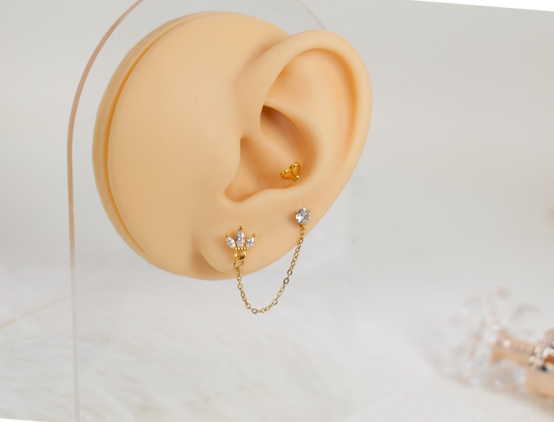 Screw Back Chain Earrings - Gold Chain Ear Jackets - Gold Studs ...