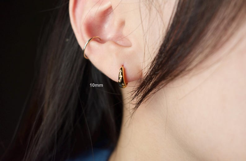 Star Diamond Huggie Earrings - Small Hoop Earrings - Minimalist Earrings - Gold Hoop Earrings - Tiny Huggie Earrings - Dainty huggie hoops image 7