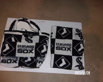 Chicago White Sox Receiving Blanket and Matching Tote Bag (Diaper Bag) Block or Traditional Pattern