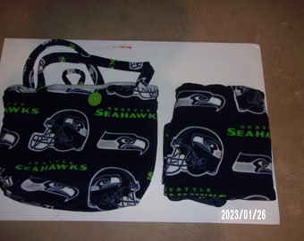 Seattle Seahawks Receiving Blanket and Matching Tote Bag (Diaper Bag)