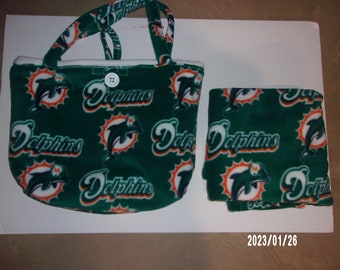 Miami Dolphins Receiving Blanket and Matching Tote Bag (Diaper Bag)