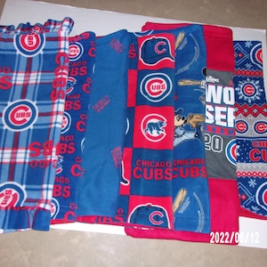 Baby&#39;s First Blanket Chicago Cubs (Choose World Series, Traditional, Block, Blue red letters, Holiday, Mickey Mouse or with ruffle pattern)