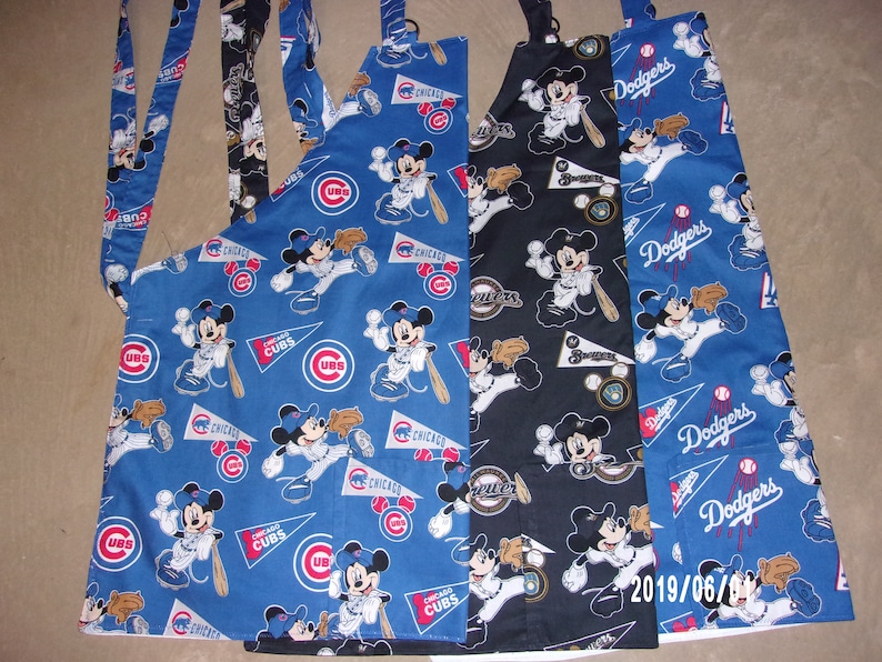 Chicago Cubs, LA Dodgers or Milwaukee Brewers Barbeque Apron Mickey Mouse Sports