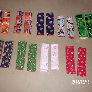 Pair Seat Belt Protectors  (University of Illinois, Bingo, St. Patricks Day, Dogs, Gingerbread Boy, Snowmen)