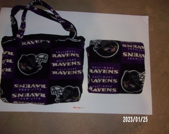 Baltimore Ravens Receiving Blanket and Matching Tote Bag (Diaper Bag)