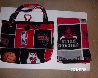 Chicago Bulls Receiving Blanket and Matching Tote Bag (Diaper Bag)