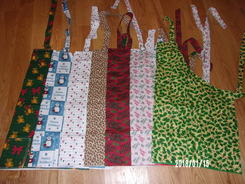 Choose Teddy Bear, Holiday Snowman, Holiday Sayings, Gingerbread Boy,Happy Holidays, Holly, Christmas Wreaths,or Merry Xmas APRONS HOLIDAY