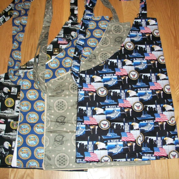 Barbeque Apron in U.S. Army or Navy Pattern (Choose Army Black, Blue, Tye Dyed Green or Navy pattern)