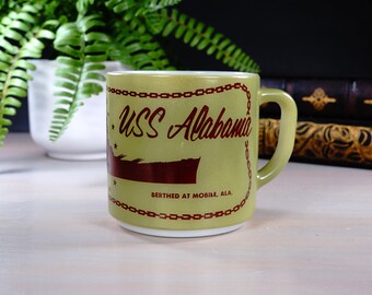 Battleship USS Alabama Coffee Mug, Mid-century Collectible Cup