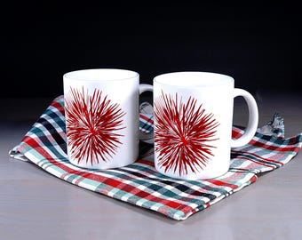 Vintage Starbucks FIREWORKS Holiday Mugs, Set of 2 Coffee Cups, Retro Starbucks Collectibles, Coffee Lover Gift
