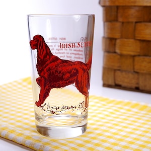 Boscul Peanut Butter Glass, IRISH SETTER Dog Glass, Tumbler, Drinking Glass, Red Brown, Boscul Dogs, Mauzy, Collector Glasses, 1950s
