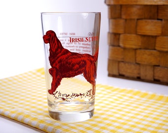 Boscul Peanut Butter Glass, IRISH SETTER Dog Glass, Tumbler, Drinking Glass, Red Brown, Boscul Dogs, Mauzy, Collector Glasses, 1950s