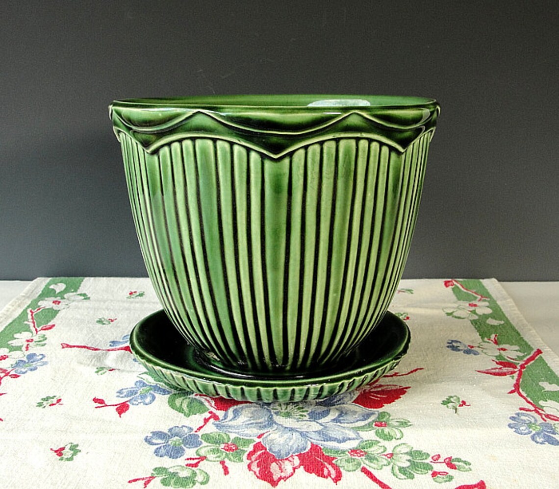 McCoy Green Pottery Planter Vintage Ceramic Pot MCP Mount Etsy