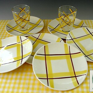 Knowles China Plate Set Plaid Santa Monica Luncheon Set Mid Century Vintage 1950s image 4