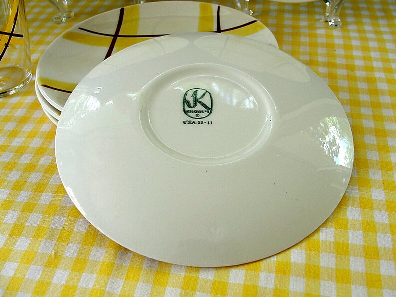 Knowles China Plate Set Plaid Santa Monica Luncheon Set Mid Century Vintage 1950s image 5