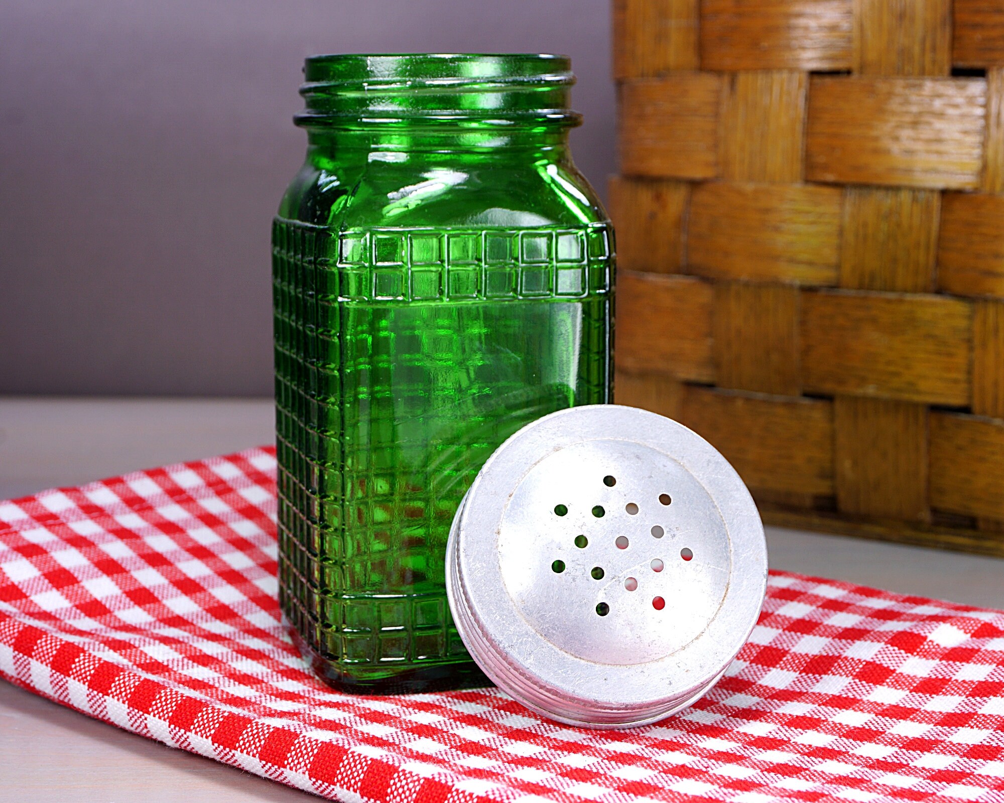 Owens Illinois Shaker Vidrio Verde Patrón de Waffle Tapa de | Etsy