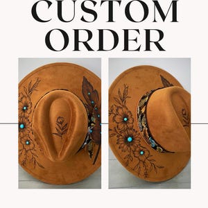 Custom order burned hat