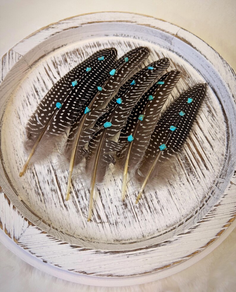 Turquoise Studded Pheasant Feather: Western Boho Hat Accessory Bild 16