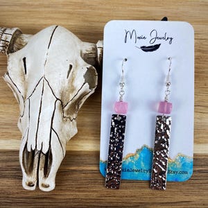 Rose quartz earrings,rose quartz silver earrings,bold earrings,boho earrings,boho style,pink earrings,pink and silver earrings,gift for her