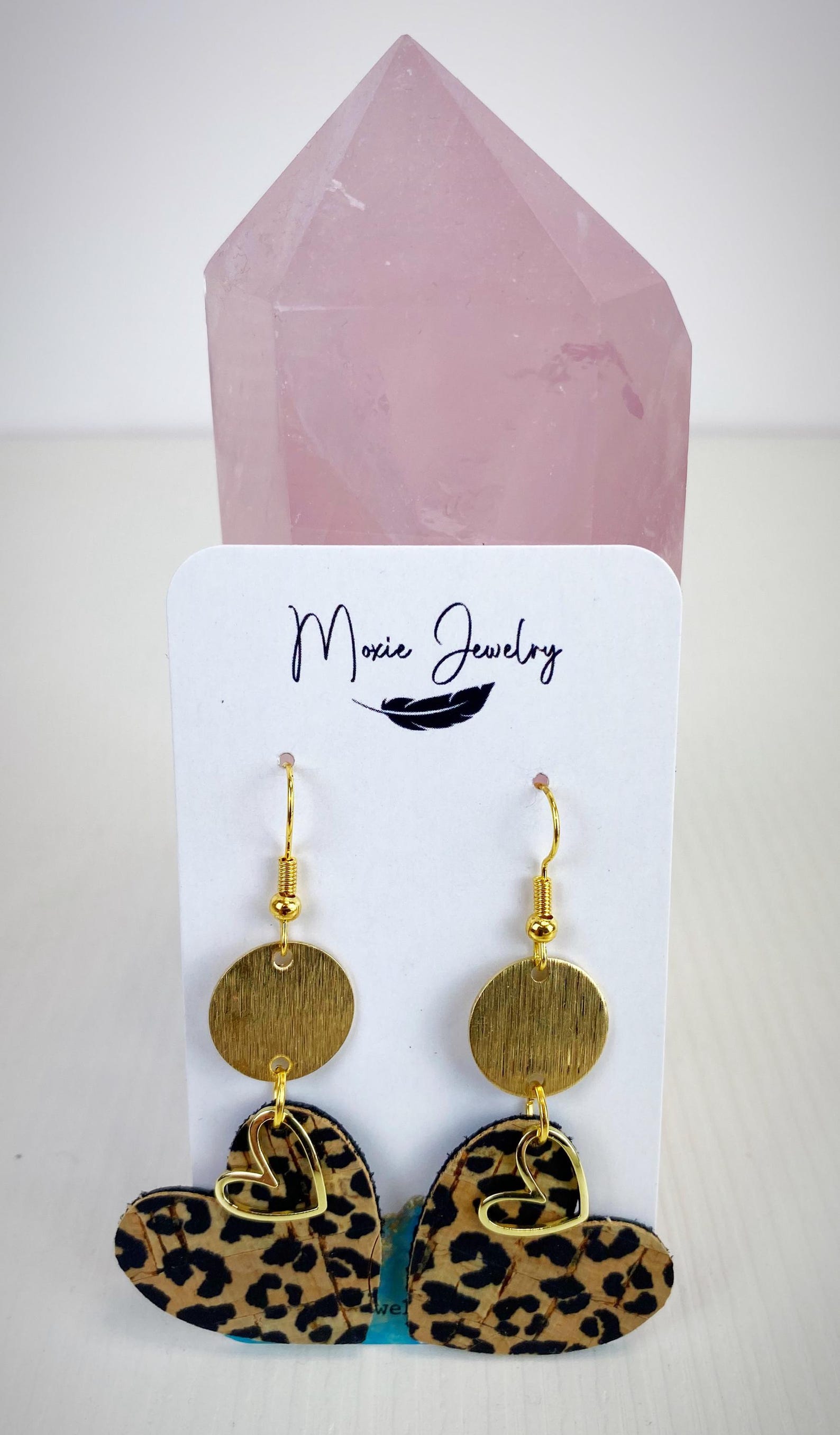 Leopard Heart Pavé Earrings – Gold & Black