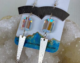 Mystic Quartz Crystal Earrings: Stainless Steel Boho Statement Jewelry