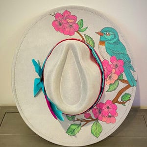 Burned Bluebird Cowgirl Hat: Wide Brim Faux Suede Boho Festival Hat
