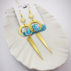 Sun and moon crystal earrings,iridescent crystal earrings,mystic crystal earrings,celestial earrings,celestial jewelry,boho jewelry,gift