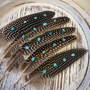 Turquoise Studded Pheasant Feather: Western Boho Hat Accessory Bild 19