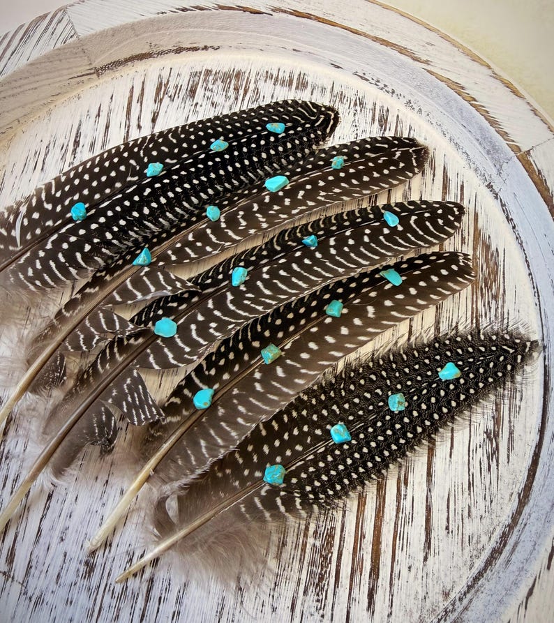 Turquoise Studded Pheasant Feather: Western Boho Hat Accessory Bild 19
