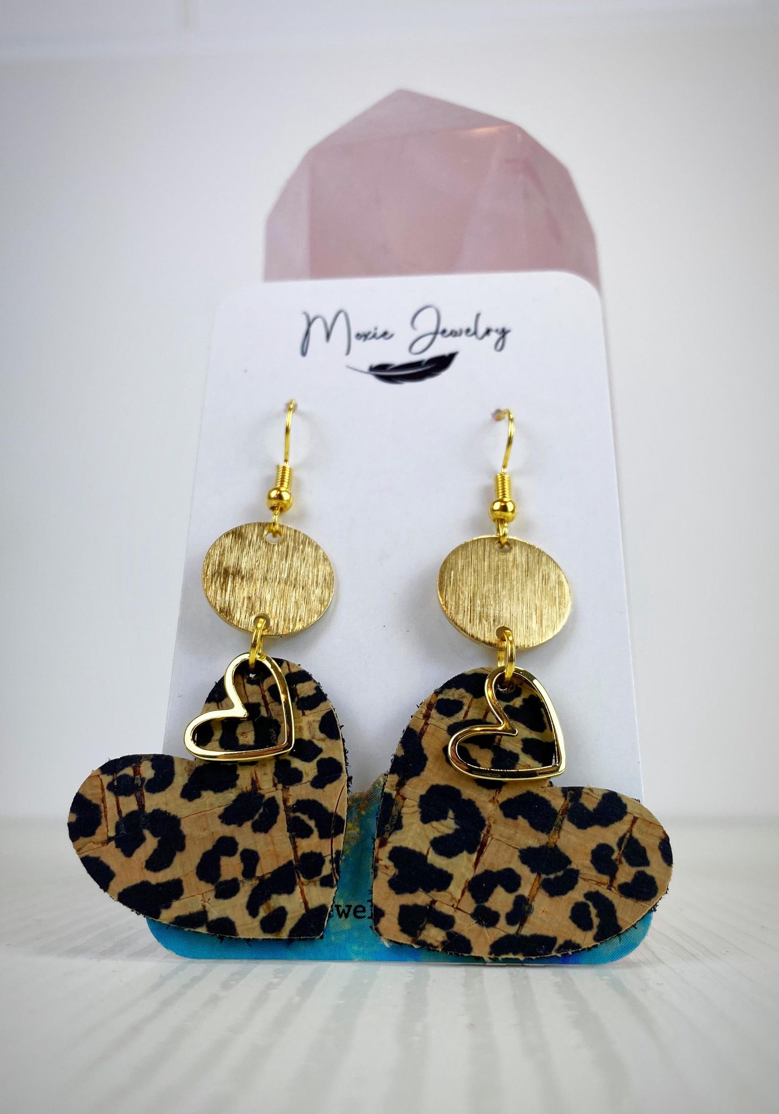 Leopard Heart Pavé Earrings – Gold & Black main image 1