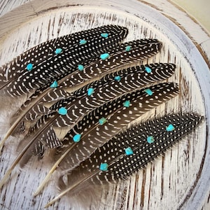 Turquoise Studded Pheasant Feather: Western Boho Hat Accessory Bild 14
