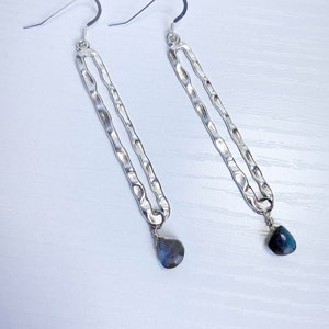 Silver dangle and labradorite earrings