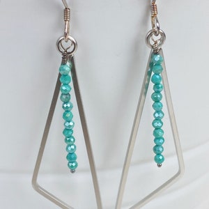 Faceted Chrysocolla and silver earrings
