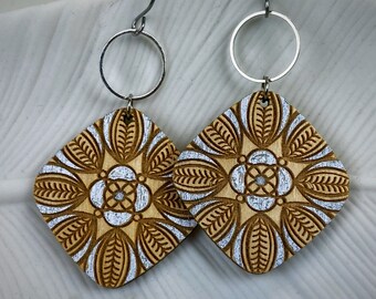 Mandala wood earrings,mandala earrings,wood earrings,wood jewelry,statement earrings,boho jewelry,boho earrings,wood earrings,gift