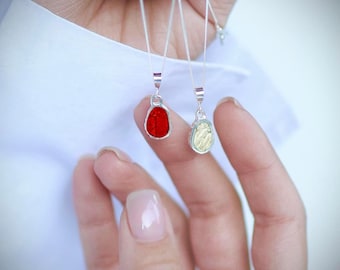 IKANI Handcrafted  hearts necklace silver 4 heart colors silver jewelry  Coral, Malachite, Turquoise, Mother of Pearl