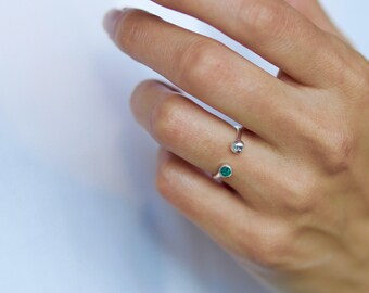 IKANI Handcrafted Silver Ring - Jewelry for Women Gemstone Turquoise, malachite, Jet Sterling Silver 925 Highest Quality Rhodium Plated