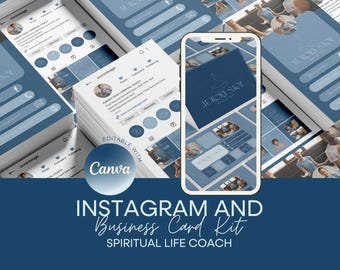 Kit de Instagram y tarjetas de presentación para coach espiritual / Diseño de Instagram en Canva / Descarga digital