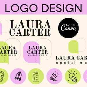 Glow Bright Logo Design Template Bold Green Neon and Pink Canva Logo for Businesses Social Media Managers Eye Catching and Modern Branding