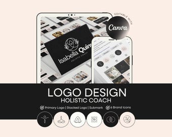 Diseño de logotipo de coach holístico / Branding de bienestar / Logotipo + íconos / Plantillas de Canva / Descarga digital