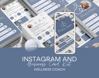 Kit de Instagram y tarjetas de presentación de bienestar / Diseño de Instagram en Canva / Descarga digital