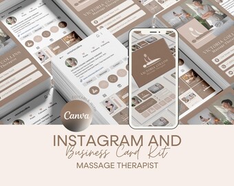 Plantilla de tarjeta de presentación de Instagram para masajistas terapéuticos / Diseño de Instagram en Canva / Descarga digital