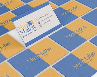 Kit de identidad visual minimalista: Plantillas de Canva en azul y amarillo