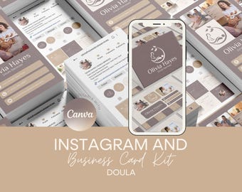 Doula / Kit de Instagram y tarjetas de presentación / Plantillas de Canva / Descarga digital