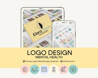 Salud mental / Diseño de logotipos / Kit de marca corporativa / Plantillas de Canva / Descarga digital