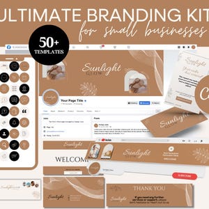 Editable Boho Branding Kit Canva Templates | Editable Business Cards Thank You Cards Social Media Covers and Highlights | Instant Download