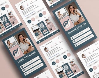 Coach de Negocios: Kit de Instagram y Tarjetas de Presentación / Plantillas de Canva / Descarga Digital